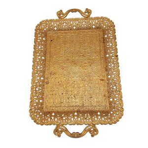 Turkish Zamak Serving Tray Golden Color